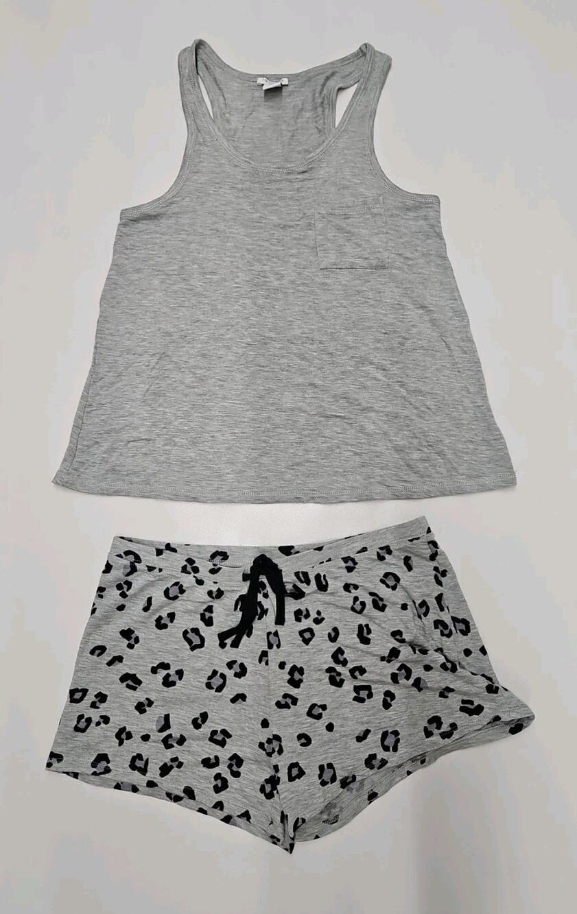Tabitha Webb Short Pajama Set Size Medium Gray And Black